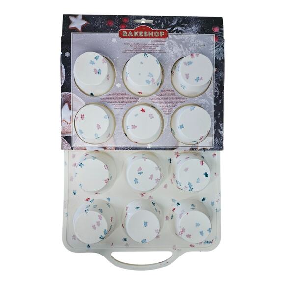 NEW Bakeshop by Masterclass Christmas Silicone Cupcake Pan Mold in Creamy White - Picture 4 of 5